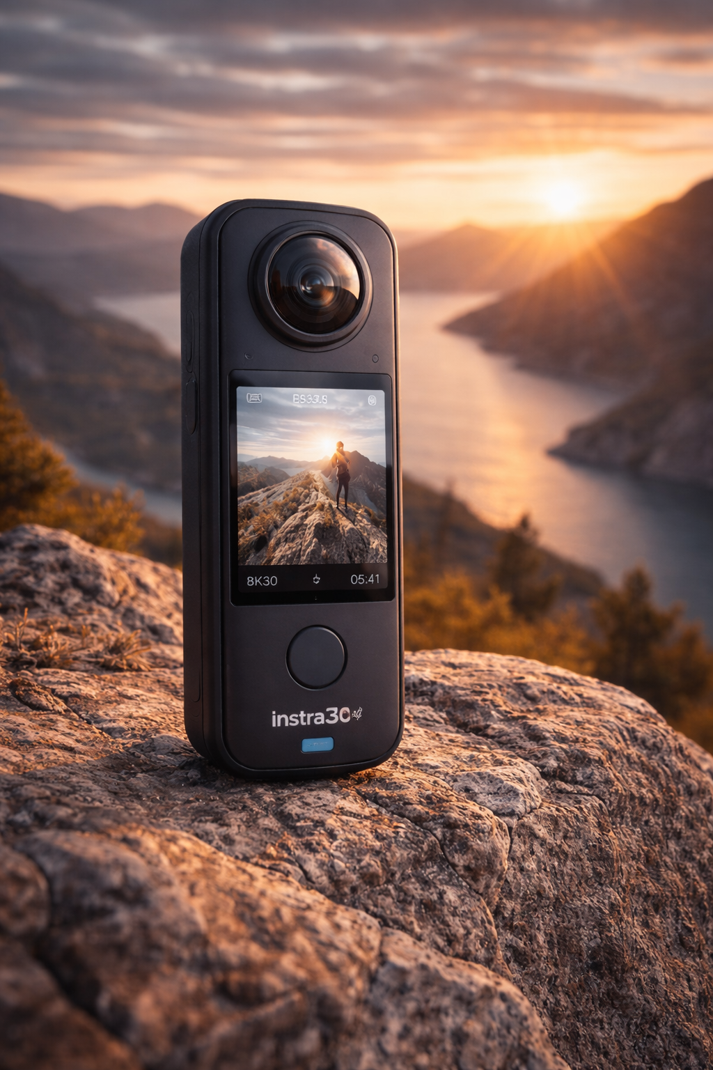 Insta360 X4 bei Sonnenuntergang