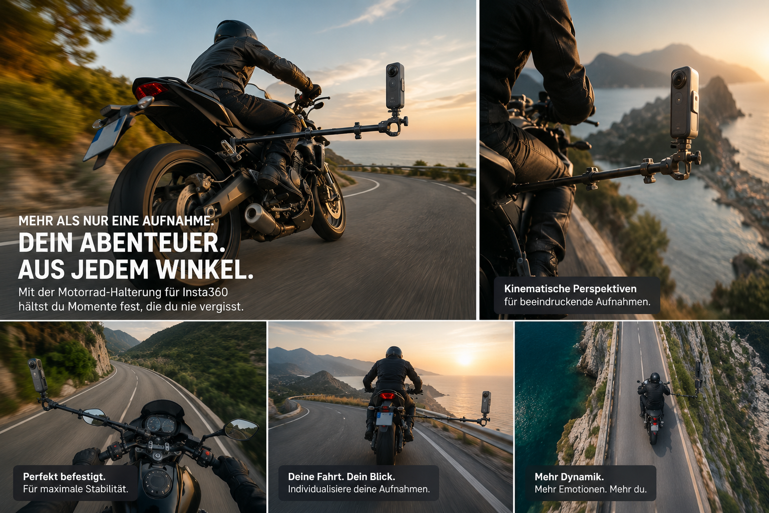 NEEWER GP-30 Riding Mount – Motorradhalterung für Insta360, GoPro & DJI – Bild 2
