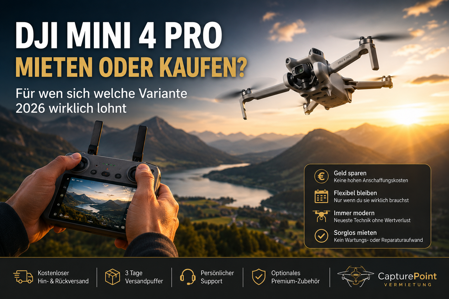 DJI Mini 4 Pro mieten oder kaufen – Vergleich der Vorteile für Urlaub und Freizeit